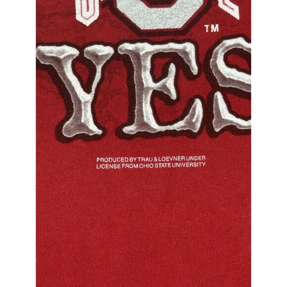 Vintage 1990s Ohio State Buckeyes Large Print Logo Red T Shirt Sz Large TNT Tag - Picture 9 of 10